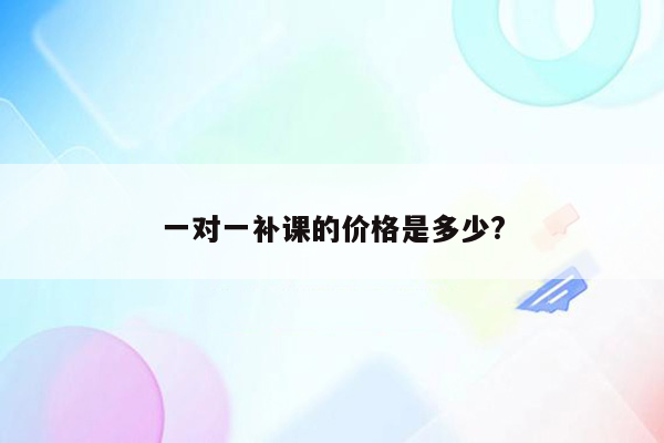 一对一补课的价格是多少?