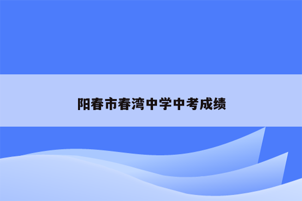阳春市春湾中学中考成绩