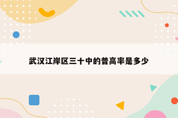 武汉江岸区三十中的普高率是多少