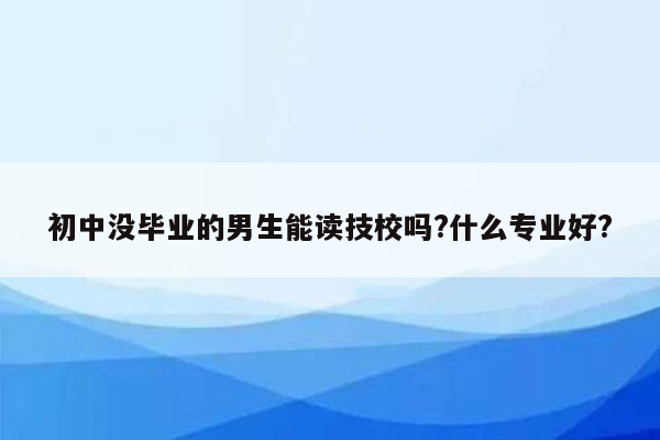初中没毕业的男生能读技校吗?什么专业好?