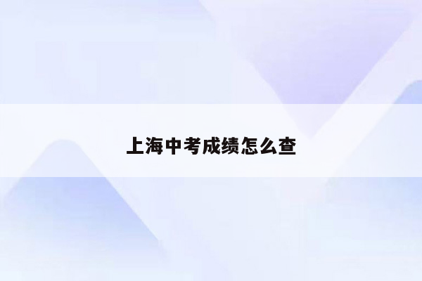上海中考成绩怎么查