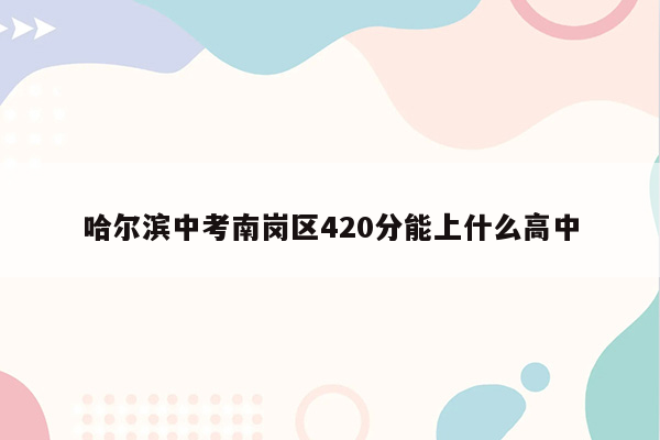 哈尔滨中考南岗区420分能上什么高中