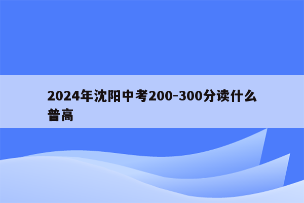 2024年沈阳中考200-300分读什么普高