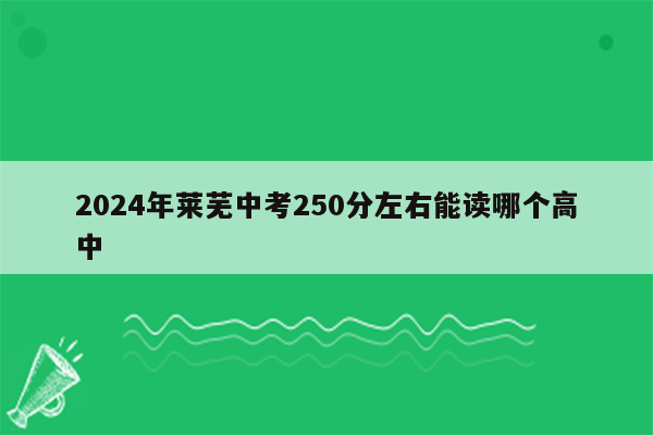 2024年莱芜中考250分左右能读哪个高中