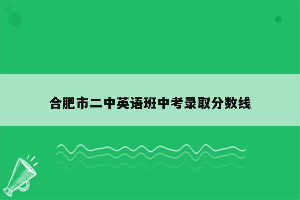合肥市二中英语班中考录取分数线