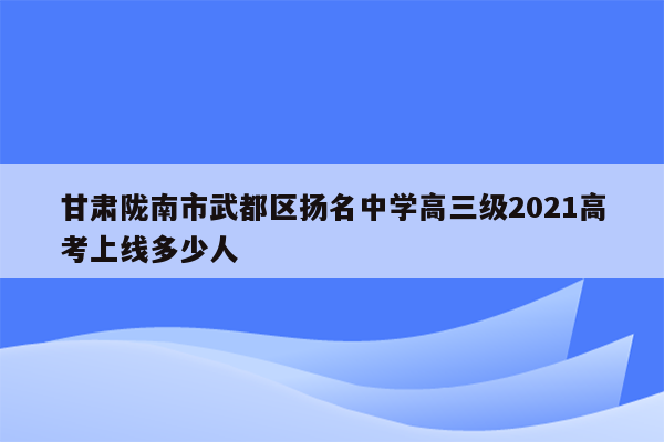 甘肃陇南市武都区扬名中学高三级2021高考上线多少人
