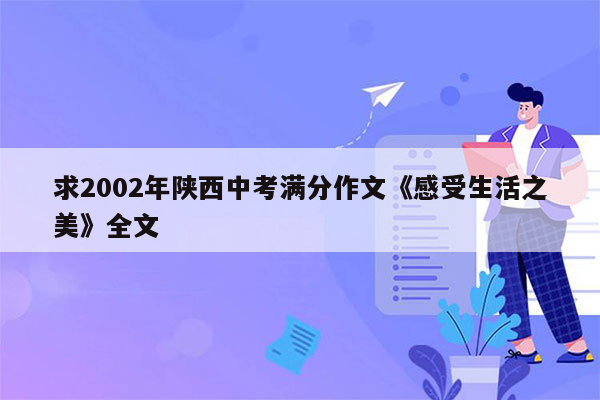 求2002年陕西中考满分作文《感受生活之美》全文