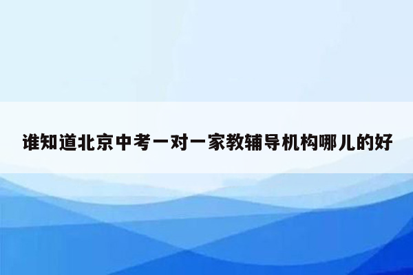 谁知道北京中考一对一家教辅导机构哪儿的好
