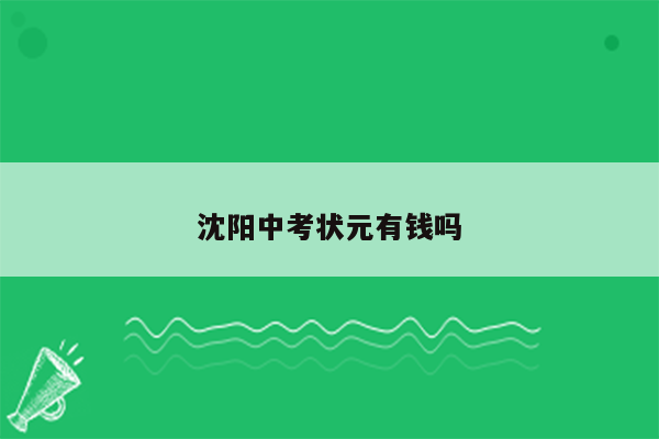 沈阳中考状元有钱吗