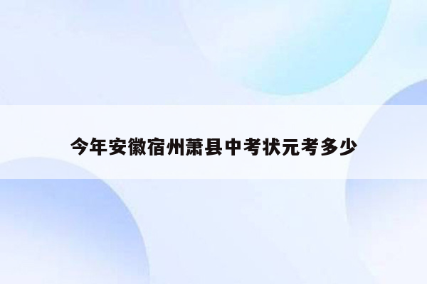 今年安徽宿州萧县中考状元考多少