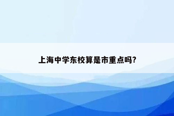 上海中学东校算是市重点吗?