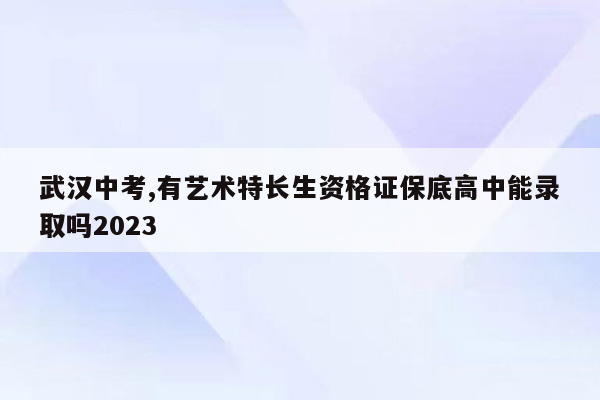 武汉中考,有艺术特长生资格证保底高中能录取吗2023