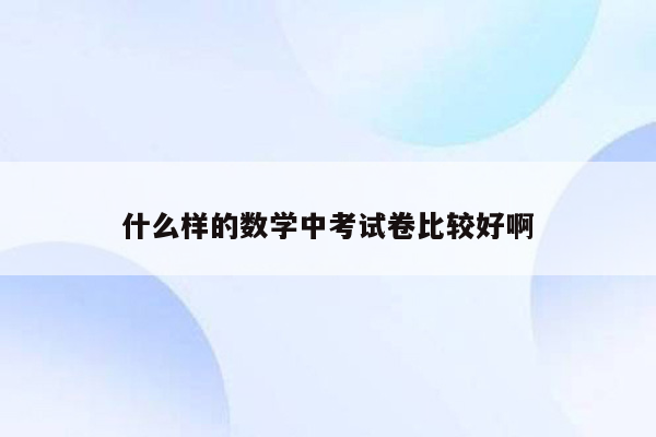 什么样的数学中考试卷比较好啊
