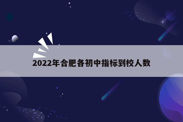 2022年合肥各初中指标到校人数