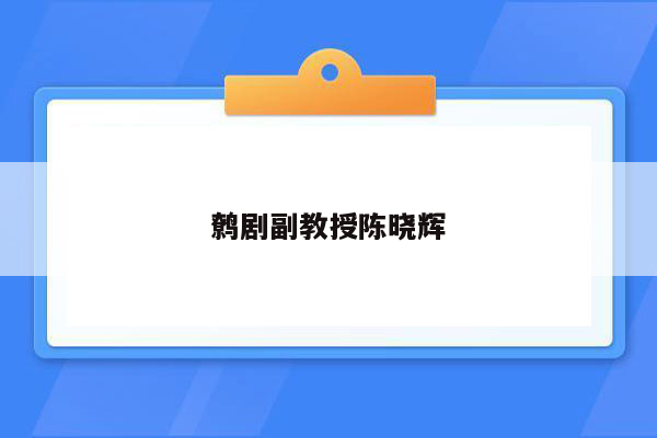 鹩剧副教授陈晓辉