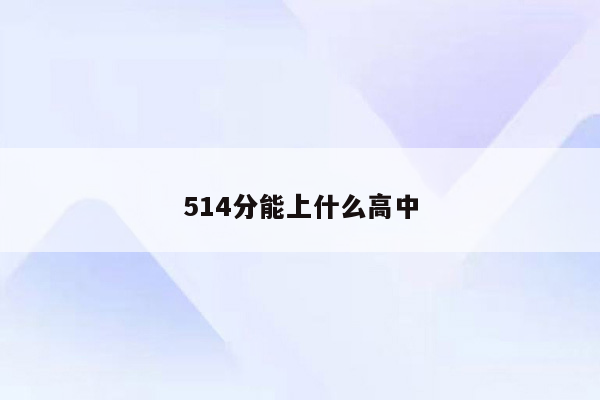 514分能上什么高中