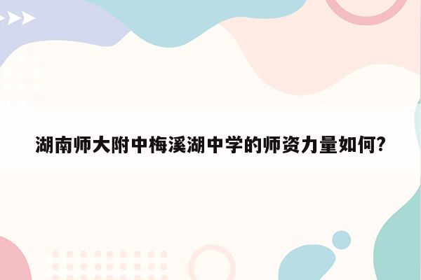 湖南师大附中梅溪湖中学的师资力量如何?