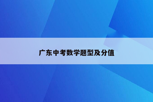 广东中考数学题型及分值