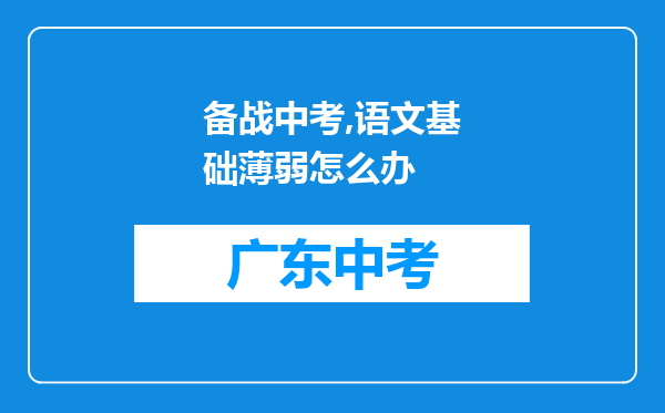 备战中考,语文基础薄弱怎么办