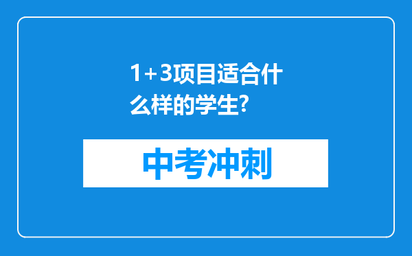 1+3项目适合什么样的学生?