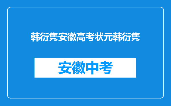 韩衍隽安徽高考状元韩衍隽