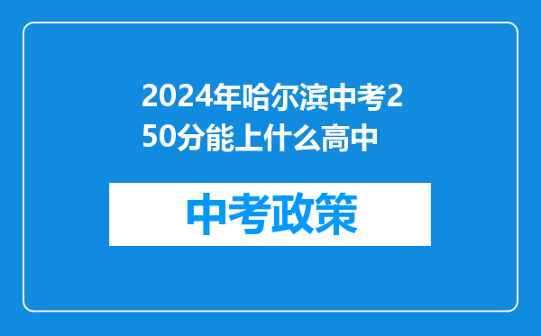 2024年哈尔滨中考250分能上什么高中