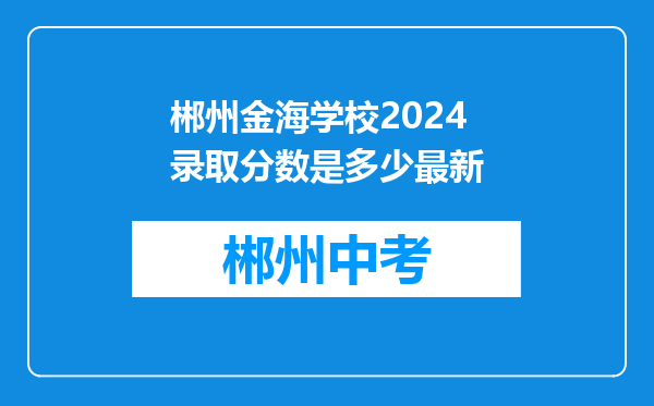 郴州金海学校2024录取分数是多少最新