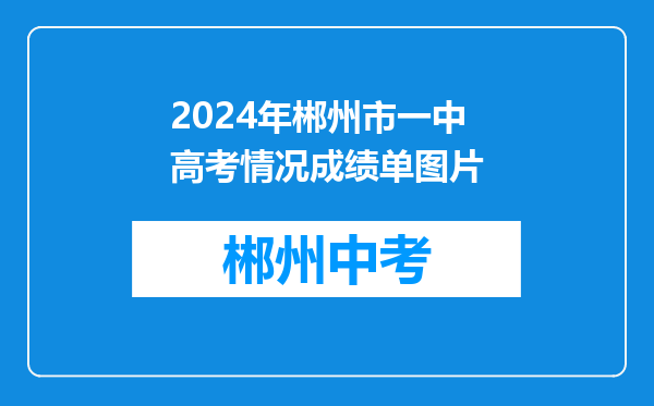 2024年郴州市一中高考情况成绩单图片