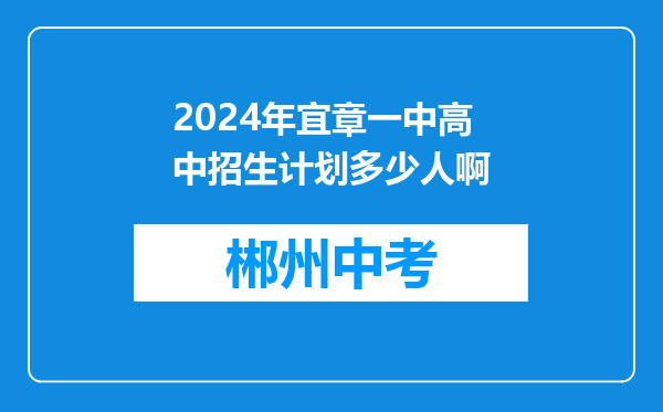2024年宜章一中高中招生计划多少人啊