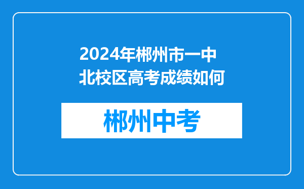 2024年郴州市一中北校区高考成绩如何