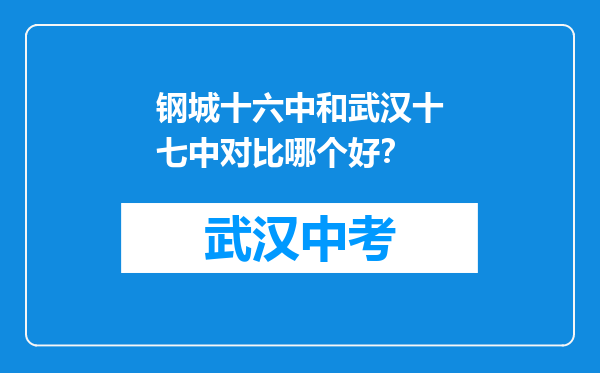 钢城十六中和武汉十七中对比哪个好？