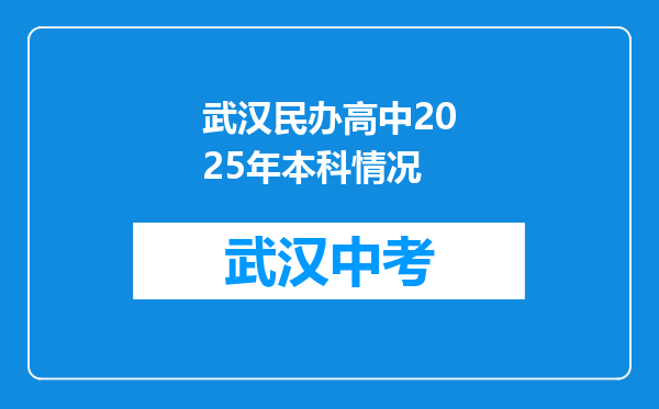 武汉民办高中2025年本科情况