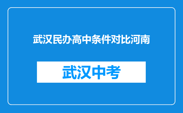 武汉民办高中条件对比河南