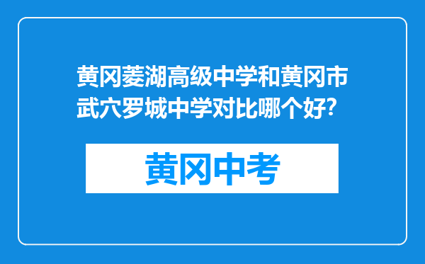 黄冈菱湖高级中学和黄冈市武穴罗城中学对比哪个好？