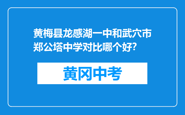 黄梅县龙感湖一中和武穴市郑公塔中学对比哪个好？