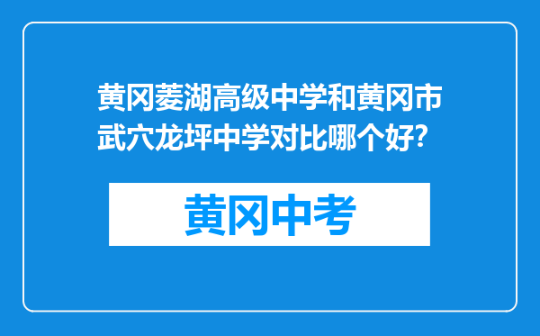 黄冈菱湖高级中学和黄冈市武穴龙坪中学对比哪个好？