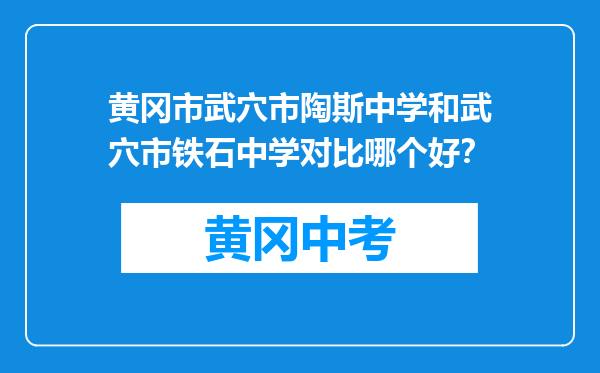 黄冈市武穴市陶斯中学和武穴市铁石中学对比哪个好？