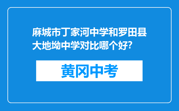麻城市丁家河中学和罗田县大地坳中学对比哪个好？