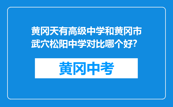 黄冈天有高级中学和黄冈市武穴松阳中学对比哪个好？