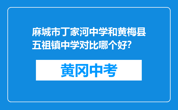 麻城市丁家河中学和黄梅县五祖镇中学对比哪个好？