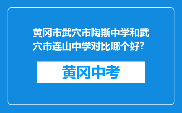 黄冈市武穴市陶斯中学和武穴市连山中学对比哪个好？