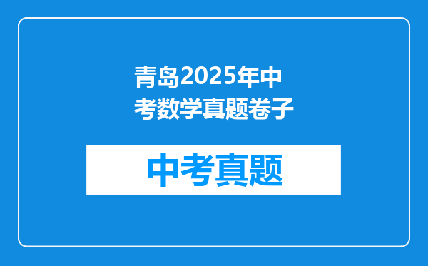 青岛2025年中考数学真题卷子