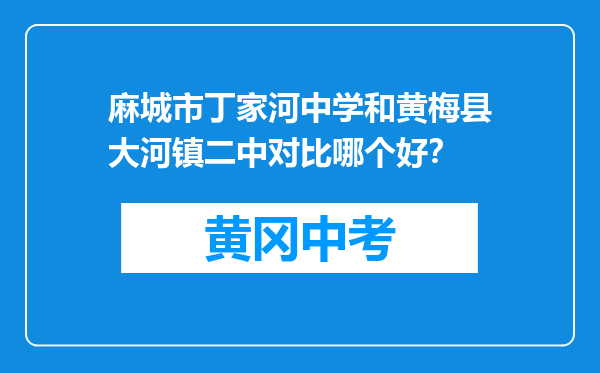 麻城市丁家河中学和黄梅县大河镇二中对比哪个好？