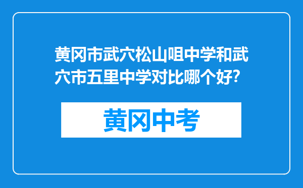 黄冈市武穴松山咀中学和武穴市五里中学对比哪个好？