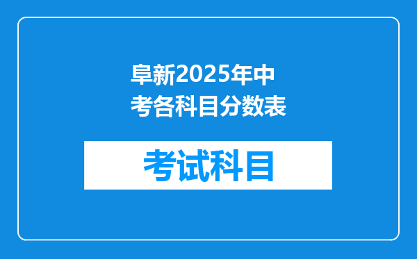 阜新2025年中考各科目分数表