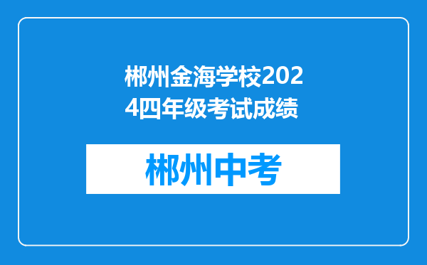 郴州金海学校2024四年级考试成绩