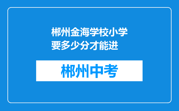 郴州金海学校小学要多少分才能进