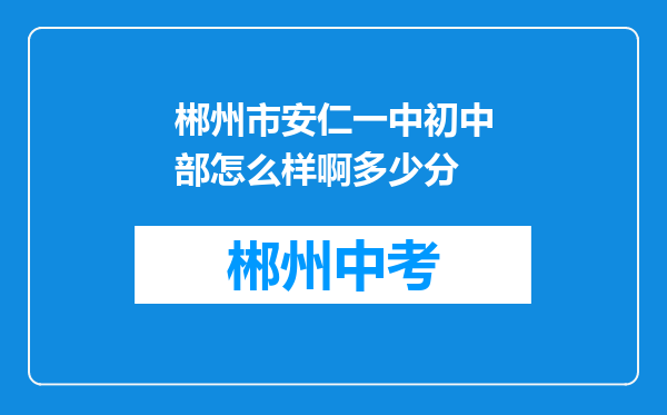 郴州市安仁一中初中部怎么样啊多少分