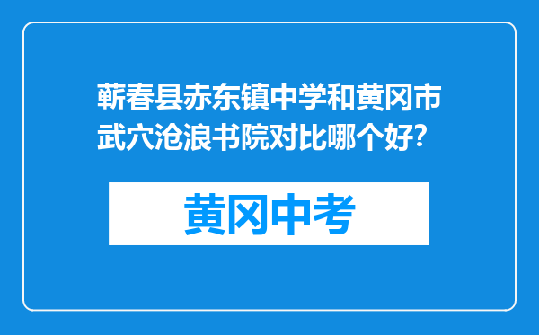蕲春县赤东镇中学和黄冈市武穴沧浪书院对比哪个好？