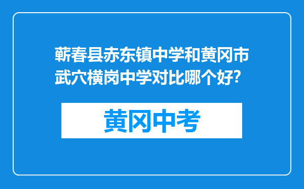 蕲春县赤东镇中学和黄冈市武穴横岗中学对比哪个好？